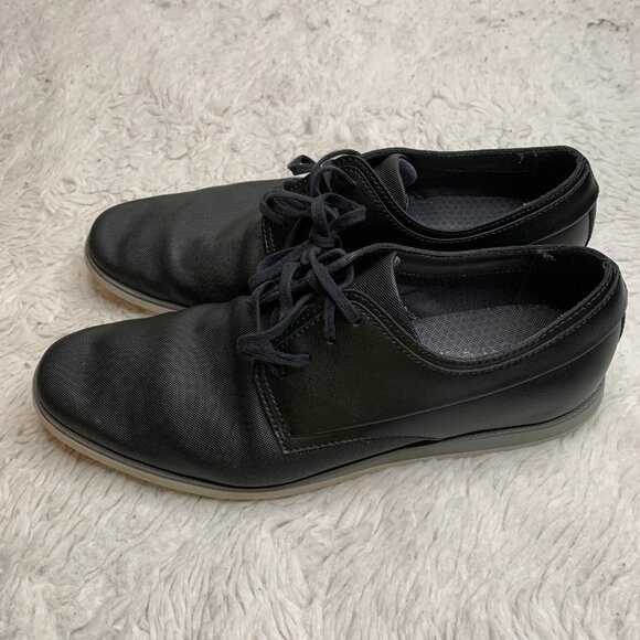 Calvin Klein Mens Kellen Black Emboss Leather Lace Up Casual Oxford Shoes 11 - Picture 2 of 7